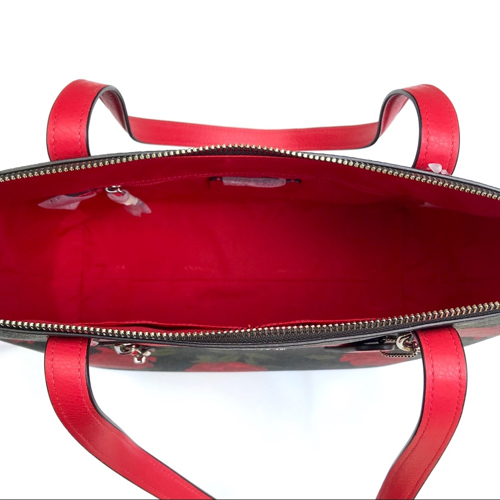 SOLD///Coach Camo RoseπΉ Taylor Tote Brown/Red - Picture 6 of 8